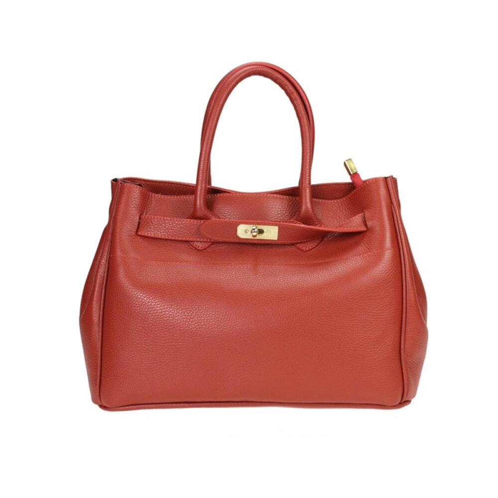 Elegant Orange Handmade in Italy Quiet Luxury Leather Handbag